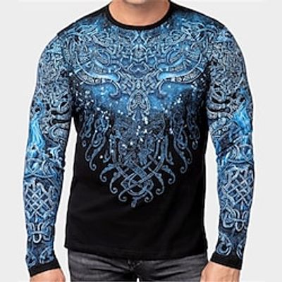 Men's Plus Size T shirt Tee Big and Tall Graphic Crew Neck Long Sleeve Spring   Fall Basic Fashion Streetwear Comfortable Casual Sports Tops Lightinthebox