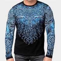 Men's Plus Size T shirt Tee Big and Tall Graphic Crew Neck Long Sleeve Spring   Fall Basic Fashion Streetwear Comfortable Casual Sports Tops Lightinthebox - thumbnail