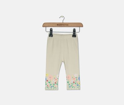 Baby Girls Floral-Hem Leggings Pistachio Shell Baby Girls Floral-Hem Leggings Pistachio Shell