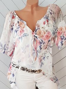 Tie Collar Floral Print Short Sleeve T-shirt