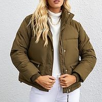 Women's Puffer Jacket Hiking Jacket Hiking Windbreaker Winter Outdoor Thermal Warm Windproof Outerwear Winter Jacket Full Length Visible Zipper Fishing Camping  Hiking  Caving Traveling Violet Lightinthebox