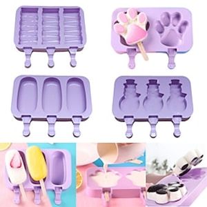 Silicone Ice Cream Mold Popsicle Siamese Molds with 50pcs Lid DIY Homemade Ice Lolly Mold Cartoon Cute Image Handmade Kitchen Tools Lightinthebox