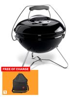 Weber Grill 37cm Smokey Joe Premium Black with Free Weber Smokey Joe Series Portable Grills Premium Carry Bag