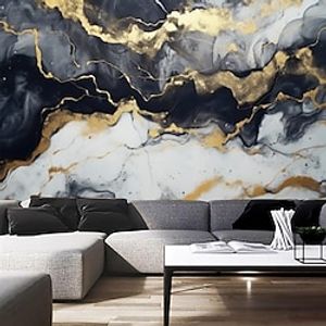 Abstract Marble Wallpaper Mural Black Glod Marble Wall Covering Sticker Peel and Stick Removable PVCVinyl Material Self AdhesiveAdhesive Required Wall Decor for Living Room Kitchen Bathroom Lightinthebox