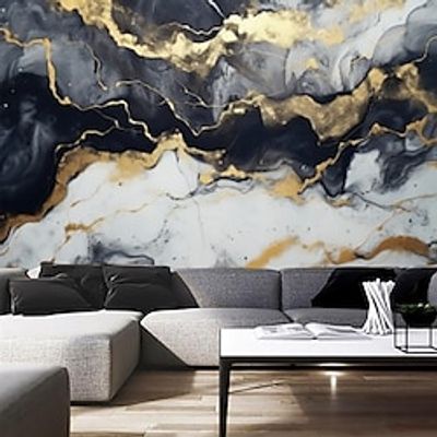 Abstract Marble Wallpaper Mural Black Glod Marble Wall Covering Sticker Peel and Stick Removable PVCVinyl Material Self AdhesiveAdhesive Required Wall Decor for Living Room Kitchen Bathroom Lightinthebox
