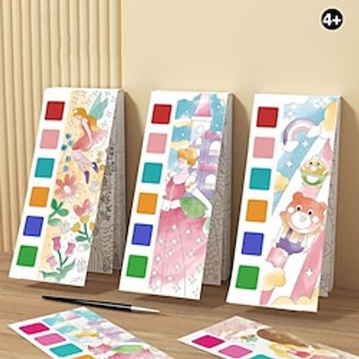 1Pcs Children's Watercolor Coloring Book,Student Coloring And Drawing Book With Built-in Watercolor Paint Pens Lightinthebox