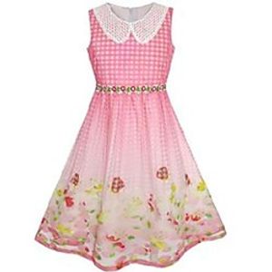 girl's dresses flower girl dress white collar floral princess birthday sundress 2021 summer wedding party size 5-12 carnival vestidos Lightinthebox