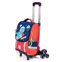 Eazy Kids School Bag Dino In Space With Trolley - Red