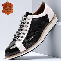 Men's Sneakers Leather Shoes Leather Italian Full-Grain Cowhide Comfortable Slip Resistant Lace-up Black Lightinthebox - thumbnail