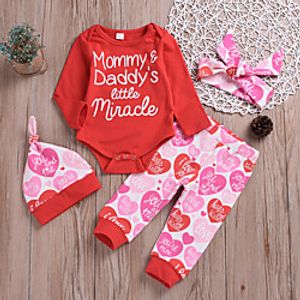 Baby Girls' Basic Print Print Long Sleeve Regular Clothing Set Red miniinthebox