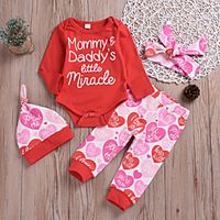 Baby Girls' Basic Print Print Long Sleeve Regular Clothing Set Red miniinthebox - thumbnail