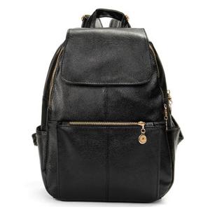 Women Casual PU Leather Backpak Satchel Black School Bags