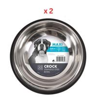 M-pets Crock Stainless Steel Bowl Maxi (Pack of 2)