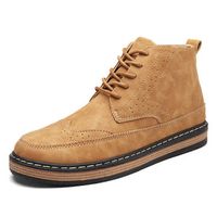 Men's Brogue Carved Microfiber Leather Ankle Boots