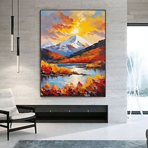 Oil Painting Handmade Hand Painted Wall Art Abstract Knife PaintingLandscape Gray Home Decoration Decor Rolled Canvas No Frame Unstretched miniinthebox