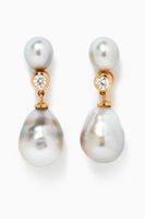 Baroque Pearl Earrings with Diamonds in 18kt Yellow Gold - thumbnail