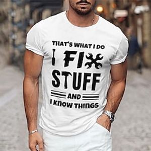 Men's T shirt Tee Graphic Tee Cool Shirt Graphic Prints Letter Print Hobby Crew Neck Hot Stamping I Fix Stuff Street Vacation Short Sleeves Print Clothing Apparel Designer Basic Comfortable Lightinthebox
