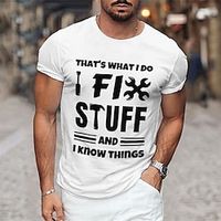 Men's T shirt Tee Graphic Tee Cool Shirt Graphic Prints Letter Print Hobby Crew Neck Hot Stamping I Fix Stuff Street Vacation Short Sleeves Print Clothing Apparel Designer Basic Comfortable Lightinthebox - thumbnail