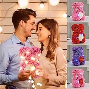 1pc Artificial Flowers 25cm/40cm Rose Bear Girlfriend Anniversary Christmas Valentine's Day Gift Birthday Present For Wedding Party  no gift box no light miniinthebox