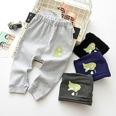 Toddler Boys Pants Trousers Solid Color Cartoon Comfort Pants School Fashion Adorable Black Light Grey Dark Blue Lightinthebox