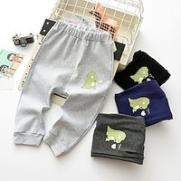 Toddler Boys Pants Trousers Solid Color Cartoon Comfort Pants School Fashion Adorable Black Light Grey Dark Blue Lightinthebox - thumbnail