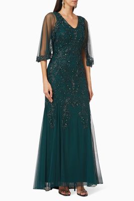 Beaded Cape Gown Beaded Cape Gown
