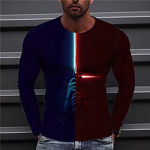 Men's Unisex Tee T shirt Shirt 3D Print Color Block Graphic Prints Print Long Sleeve Daily Tops Casual Designer Big and Tall Red miniinthebox