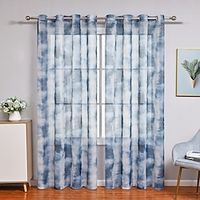 Blue Sheer Curtains Long Semi-Sheer Window Treatment Drapes for Bedroom Nursery Room Windows Panels Lightinthebox - thumbnail