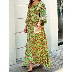 Women's Two Piece Dress Set Casual Dress Skirt Set Outdoor Date Fashion Modern Print Long Dress Maxi Dress Crew Neck 34 Length Sleeve Floral Geometric Loose Fit White Yellow Royal Blue Spring S M L Lightinthebox