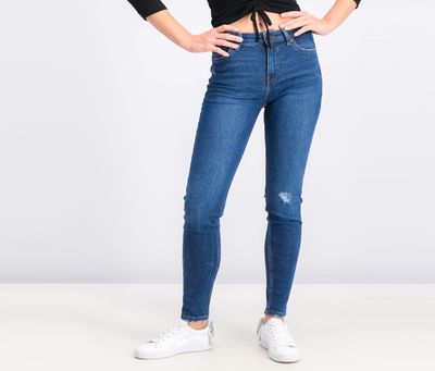 Womens Medium Waist Skinny Jeans Denim Blue Womens Medium Waist Skinny Jeans Denim Blue
