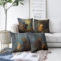 Nordic Bear Double Side Pillow Cover 4PC Soft Decorative Square Cushion Case Pillowcase for Bedroom Livingroom Sofa Couch Chair miniinthebox - thumbnail