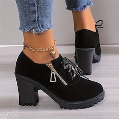 Women's Boots Heel Boots Daily Booties Ankle Boots Block Heel Chunky Heel Round Toe Fashion Elegant PU Zipper Solid Color Black Brown Lightinthebox Women's Boots Heel Boots Daily Booties Ankle Boots Block Heel Chunky Heel Round Toe Fashion Elegant PU Zipper Solid Color Black Brown Lightinthebox