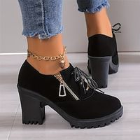 Women's Boots Heel Boots Daily Booties Ankle Boots Block Heel Chunky Heel Round Toe Fashion Elegant PU Zipper Solid Color Black Brown Lightinthebox - thumbnail