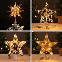 Christmas Tree Top Star Light-Emitting Battery LED Light Iron Five-Pointed Star Commercial Arrangement Christmas Decorations Lightinthebox - thumbnail