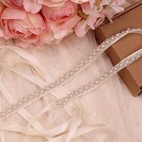 Satin  Tulle Wedding  Special Occasion Sash With Imitation Pearl Women's Sashes Lightinthebox - thumbnail