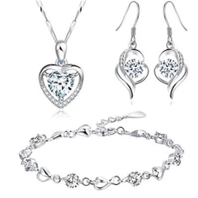 Ocean Heart Bracelet Love Heart Necklace Pendant With You in Heart Earrings Set Women's Jewelry Lightinthebox