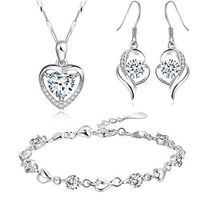 Ocean Heart Bracelet Love Heart Necklace Pendant With You in Heart Earrings Set Women's Jewelry Lightinthebox - thumbnail