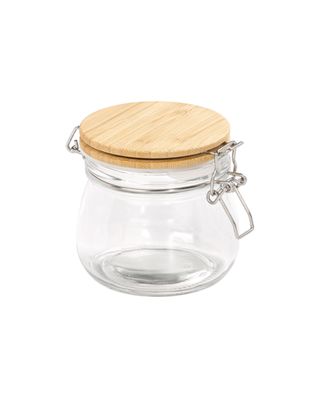 Tala 440ML Glass Jar with Bamboo Clip Top Lid Stainless Steel Clips & Clear Silicone Seals Tala 440ML Glass Jar with Bamboo Clip Top Lid Stainless Steel Clips & Clear Silicone Seals
