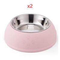Paw Print Single Dining Pet Feedrer With Stainless Steel Bowl & Non Slip Rubber Bottom Pink - 29.5X10Cm (Pack of 2) Paw Print Single Dining Pet Feedrer With Stainless Steel Bowl & Non Slip Rubber Bottom Pink - 29.5X10Cm (Pack of 2)
