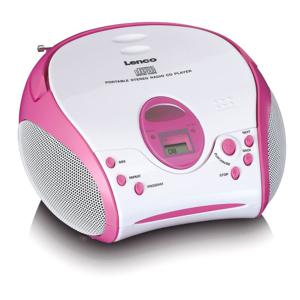 Lenco SCD-24PK Kids Portable Stereo FM Radio with CD Player - Pink