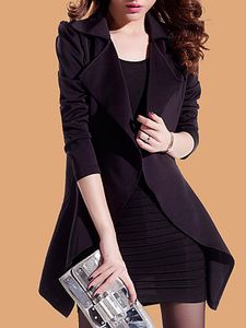 Notch Lapel Belt Loops Plain Trench Coat