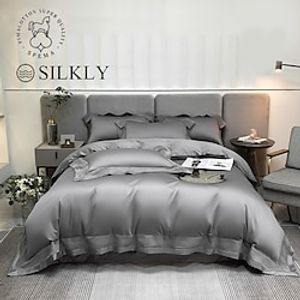 4PCS SUPIMA Duvet Cover Set Pimacotton  Silkly Sateen Bedding Set 1 Dovet Cover 1 Flat Sheet 2 Pillowcases Lightinthebox