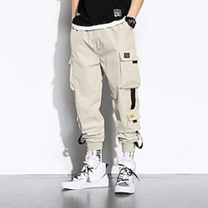 Men's Cargo Pants Cargo Trousers Joggers Trousers Cropped Pants Drawstring Elastic Waist Multi Pocket Letter Comfort Wearable Casual Daily Holiday Sports Fashion Black Green miniinthebox
