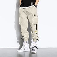 Men's Cargo Pants Cargo Trousers Joggers Trousers Cropped Pants Drawstring Elastic Waist Multi Pocket Letter Comfort Wearable Casual Daily Holiday Sports Fashion Black Green miniinthebox - thumbnail