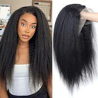 Kinky Straight Lace Front Wigs Human Hair Pre Plucked With Baby Hair 150% Density Yaki Straight 13x4 Transparent HD Lace Wig Human Hair Wigs For Black Women Lightinthebox