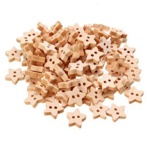 100 Pcs 13mm Wooden Star Buttons 2 Holes Mini Tiny Buttons Scrapbook Sewing Tools