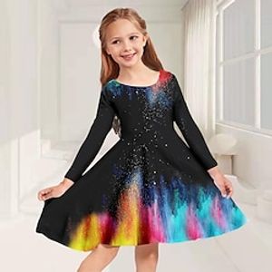 Kids Little Girls' Dress Unicorn Animal A Line Dress Daily Vacation Patchwork Print Pink Above Knee Short Sleeve Sweet Dresses Summer Loose 3-12 Years miniinthebox