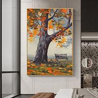 Hand Paint Autumn Maple Leaf Colourful Colours Oil Painting Canvas Wall Art Pictures Modular Canvas Decorative Paintings Frame Ready To Hang Lightinthebox