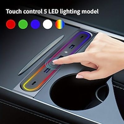5-in-1 USB LED Car Multiport USB Hub Docking Station Center Console Adapter Cable Charger Power Supply Splitter For Tesla Model 3Y 2021 Lightinthebox