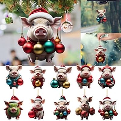 2D Funny Piggy Images Christmas Ornaments, 2D Acrylic Christmas Decoration, Backpack Keychain Accessories Home Decoration Xmas Gift miniinthebox 2D Funny Piggy Images Christmas Ornaments, 2D Acrylic Christmas Decoration, Backpack Keychain Accessories Home Decoration Xmas Gift miniinthebox